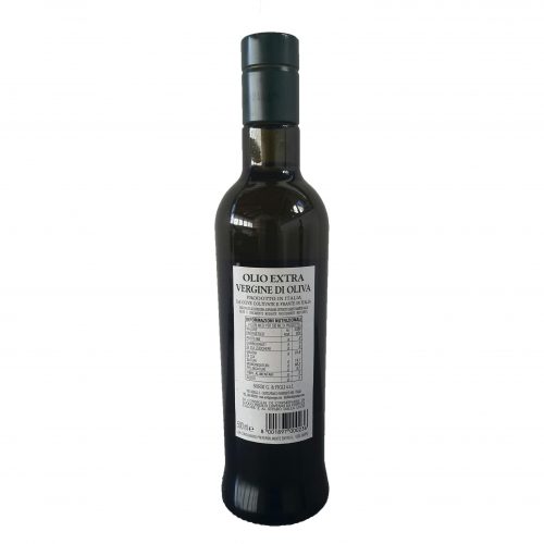 Bottle 0,500 liter Piandisco Extra virgin Olive Oil 100% Made in Italy - Back