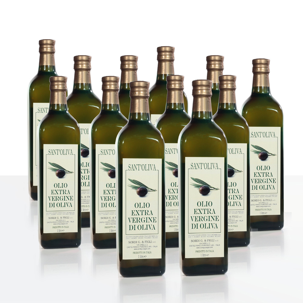 Conf. 12 bottiglie da 1 litro - Sant'Oliva Olio extra vergine di