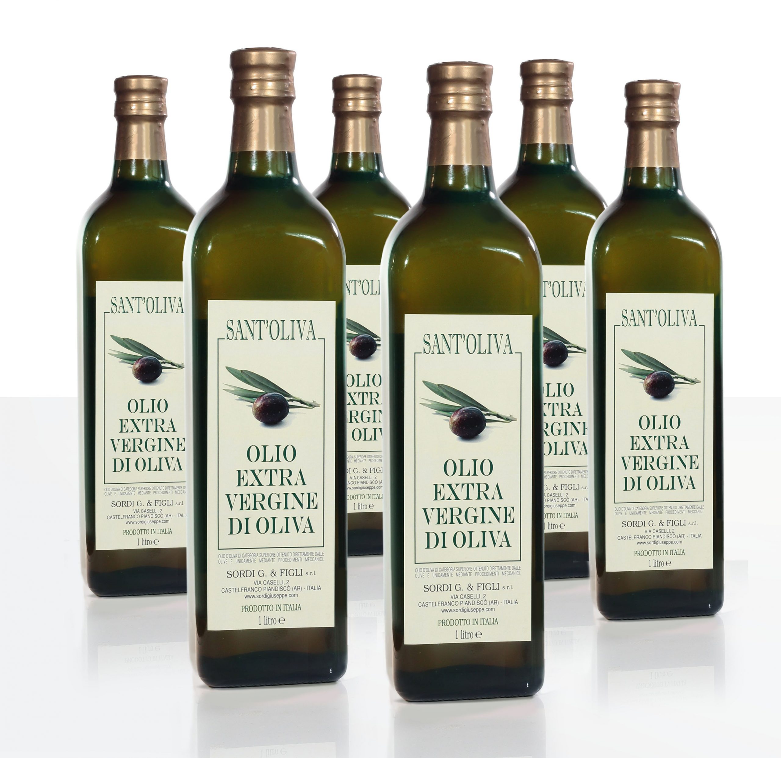 Conf. 6 bottiglie da 1 litro - Olio Extra vergine SANT'OLIVA - 100%  Italiano – Sordi Giuseppe & Figli S.r.l